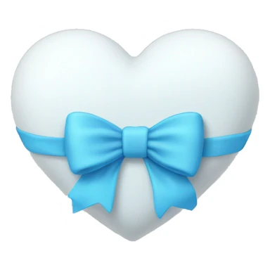 White heart with a soft blue bow around it sticker