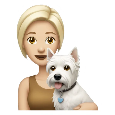 Blonde woman with a westie dog sticker