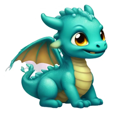 A baby dragon emoji breathing tiny puffs of glittery fire sticker