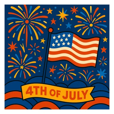 4th of July celebration with fireworks and American flag, festive, vibrant colors sticker
