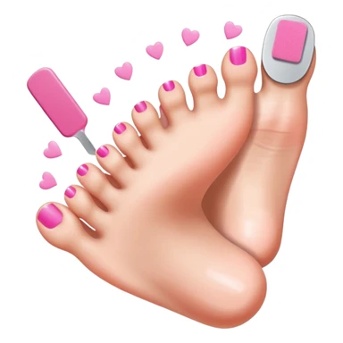 toes with nail file, pedicure sticker