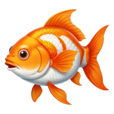 goldfish with crossed eyes and silly grin, orange and white fish sticker