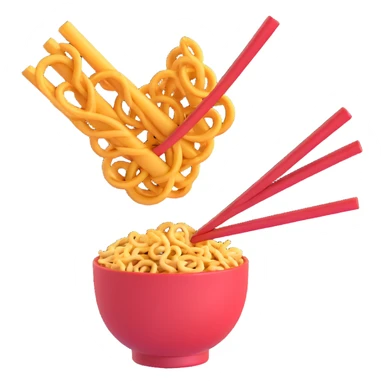 chopsticks picking up a twisted, curly snack, snack is prominent, cheerful and inviting sticker