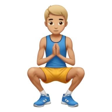 A skinny man squatting with his hands on his knees sticker