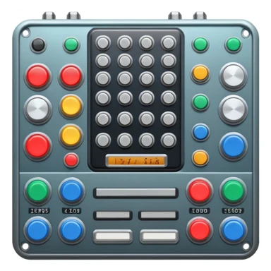 A huge sci-fi control board with buttons, sliders, meters, knobs. sticker