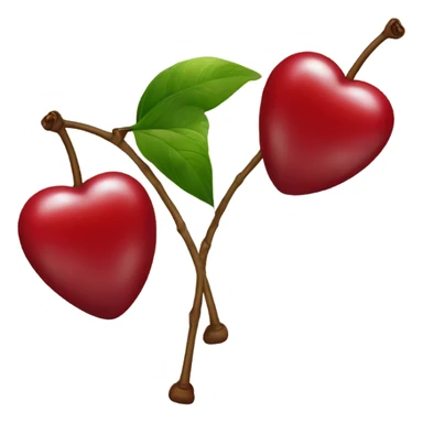2 cherries shaped like hearts on a stem sticker