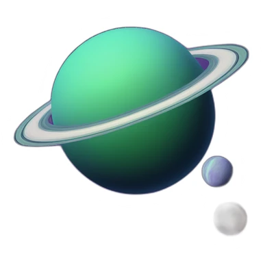 green planet with purple saturn rings and white moon sticker