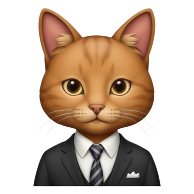 Neko with suit and tie brown cat sticker