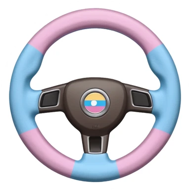 steering wheel with transgender pride flag colors, fluffy sticker