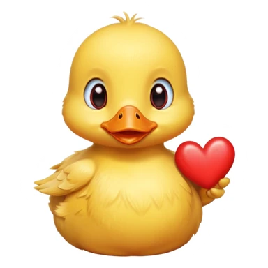 Cute baby duck holding heart with teary eyes  sticker