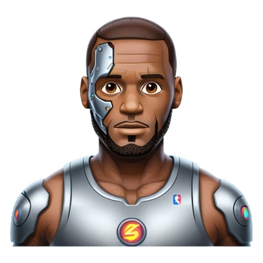 Lebron James as a half robot/cyborg AI  sticker