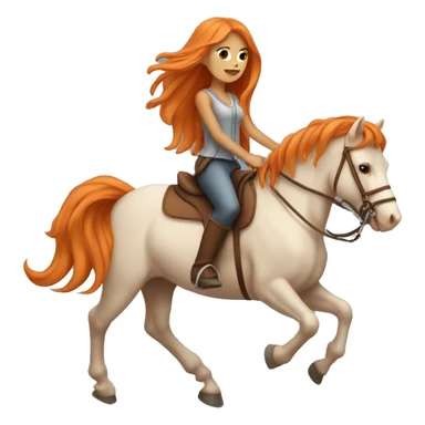 Tan girl with long orange hair riding a horse sticker