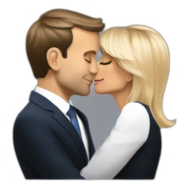 Emmanuel Macron kissing Brigitte macron sticker