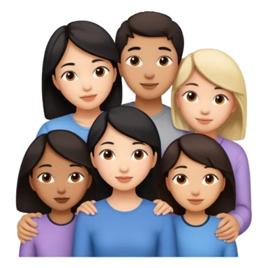 Friendship - relationship of mutual affection between people -  girls and a boy of various races with at least one asian girl. Show their necks, and shoulders please sticker
