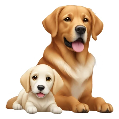 Dark Fox red Labrador and white golden retriever together sticker