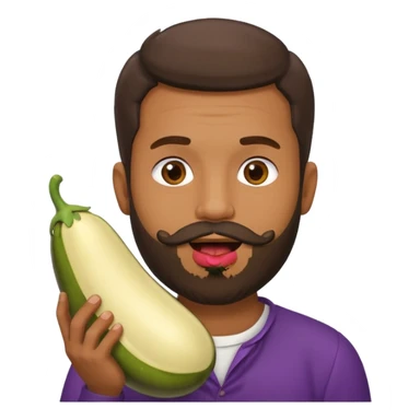 Dominican man with a beard as an eggplant in his mouth sticker