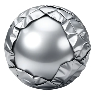 Perfectly smooth glossy metallic alloy shiny tin foil ball sticker