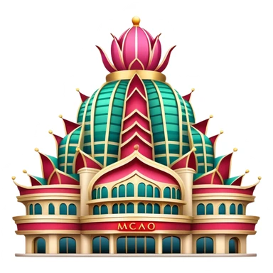 Macao Grand Lisboa Casino building, simplified emoji style with bold outlines and bright colors, cartoon style distinctive lotus-shaped tower sticker