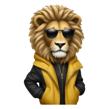 Cool lion with balenciaga clothes sticker
