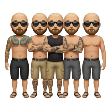   tattooed baldies with  bearded balcy body sticker