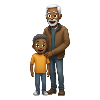 Grandfather huggings with a boy sticker