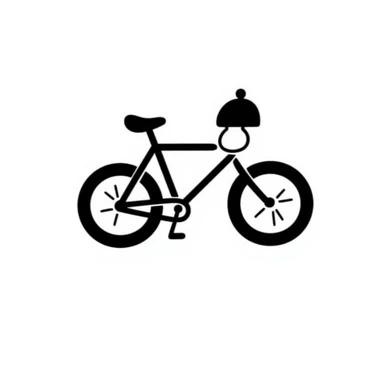 Hand-drawn bicycle with bell sticker