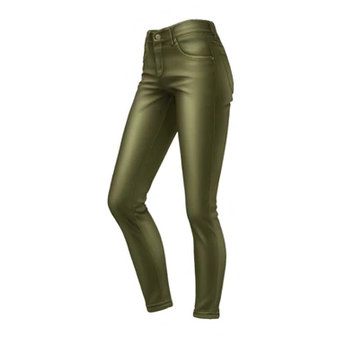 Realistic isolated side view of a metallic olive green jegging pants. sticker