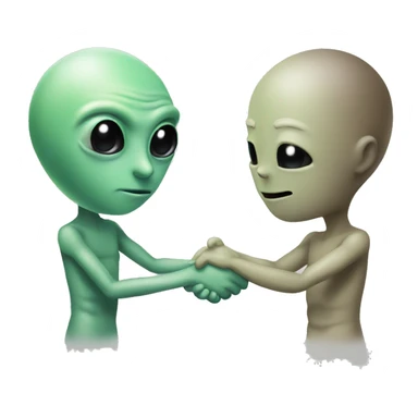 Alien and a human are shaking hands  sticker