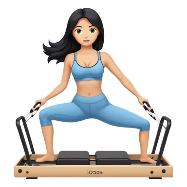 woman with bra, tanned long black hair, doing Pilates reformer sticker