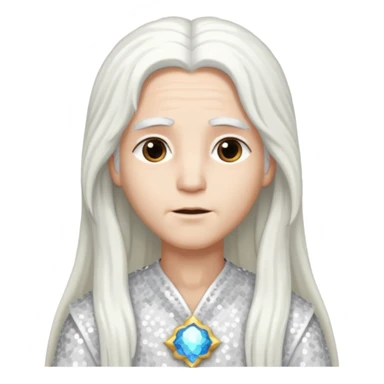 God from The Bible with long white hair, white sequin outfit sticker