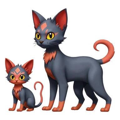 Lykoi-Sphynx-Nargacuga-Litten-Torracat-fusion-Fakemon-Pokémon-creature  sticker
