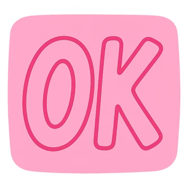 pink square with playful 'OK' text sticker
