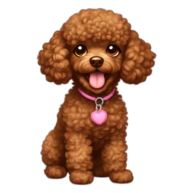 curly brown toy poodle with tongue out whole body sticker