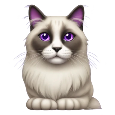 Seal point Ragdoll cat with dark face. The cat is sitting on top of a purple unicorn. sticker