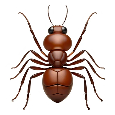 Cinematic Realistic Noble Ant Portrait Emoji, Poised and industrious, with a compact, meticulously segmented body covered in smooth, natural brown exoskeleton and focused, determined eyes rendered in lifelike detail, high shine, intelligent and resilient, styled with an air of urban diligence, focused and attentive, soft glowing outline, capturing the essence of a watchful and confident ant that appears ready to march out of the screen with unwavering authority! sticker