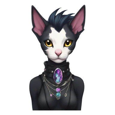 cool punk kawaii anime edgy distinguished stylish elegant beautiful fantasy black ethereal fantasy nargacuga-Noivern-sphynx-Quiana-Fakemon collar harness jewels full body sticker