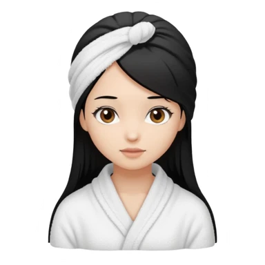 Menina de cabelo liso médio preto com olhos castanhos puxado com toalha de banho  sticker