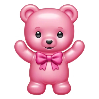 pink boy gummy bear with bow sticker