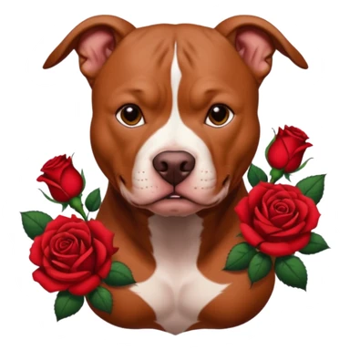pitbull with red rose tattoo sticker