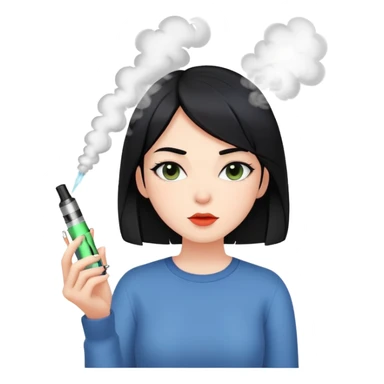 straight black hair girl with vape sticker
