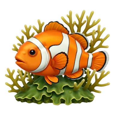 Realistic Clownfish appearing among algae and corals sticker