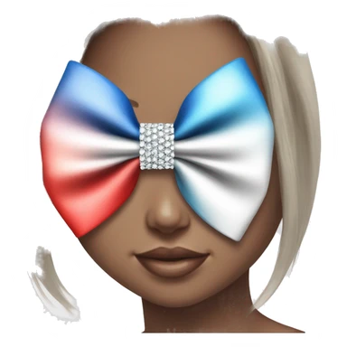 red blue and white bow with rhinestones cute  sticker