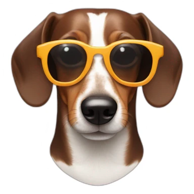 Dachshund dog face with white rounded sunglasses sticker