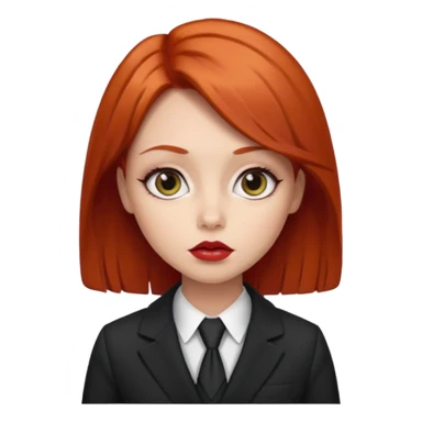 red haired girl, with thick lips, big eyes and she looks like an attorney sticker