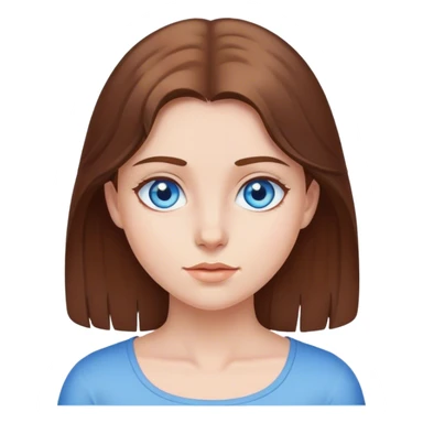 brown haired girl portrait with blue eyes sticker