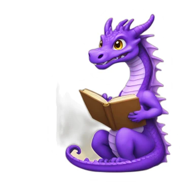 purple dragon holding book sticker