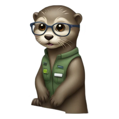 female vet otter with glasses use a macbook sticker