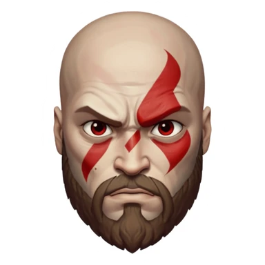 Visage de Kratos du jeu PlayStation a la perfection, c'est a dire que la marque rouge doit partir jusqu'à l'arrière du crâne et il n'a rien du côté de l'oeil droit donc gauche pour moi  sticker
