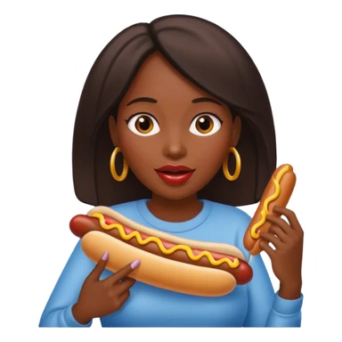 black woman eating hot dog  sticker