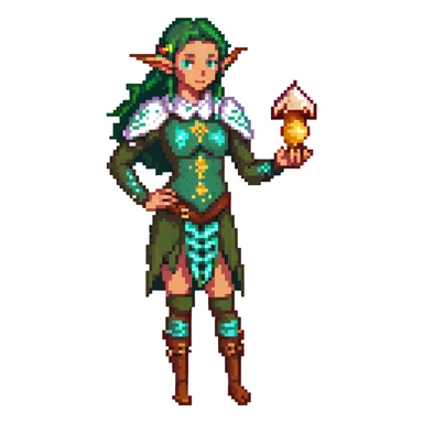 elf female Short wetsuit-style garb, glowing runes on skin, holding a conch horn. sticker